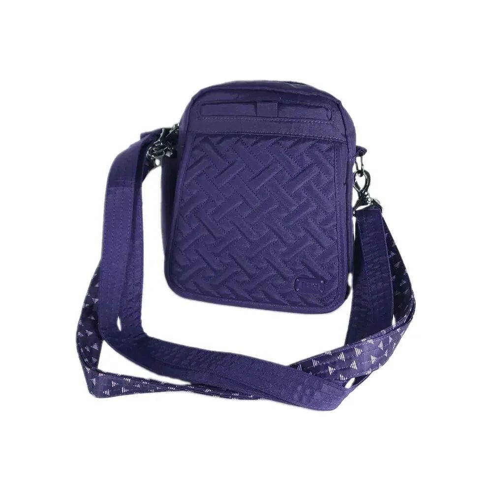 LUG Flapper RFID Convertible Purple Quilted Crossbody Bag Bonus Strap And Wallet